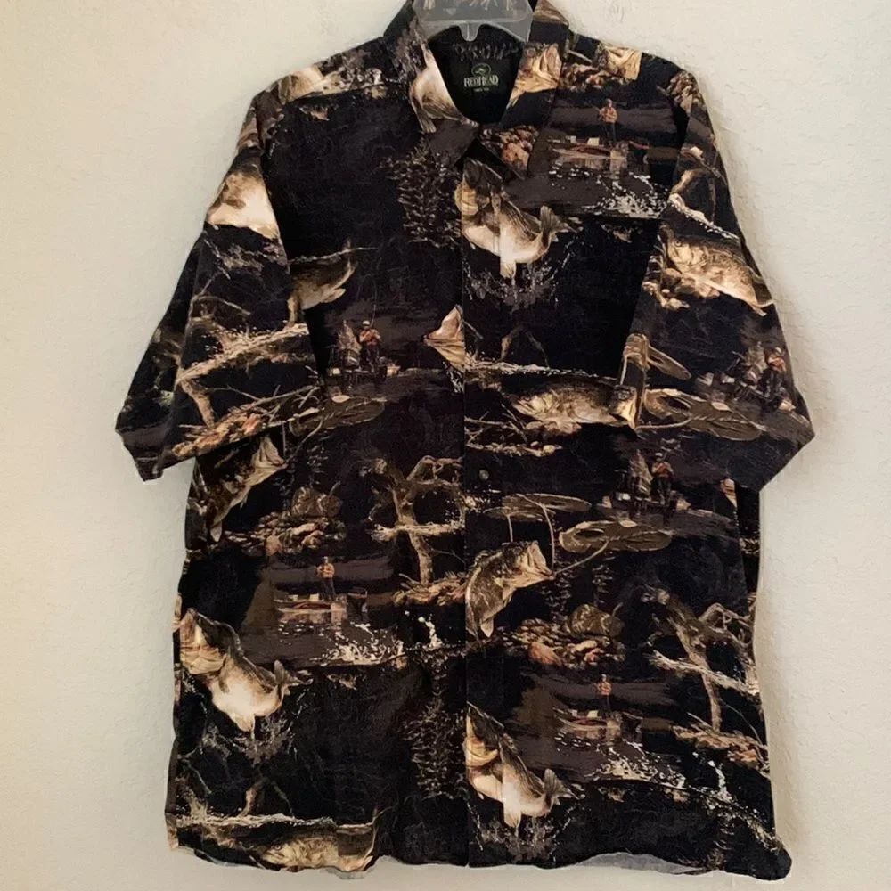 RedHead Men’s Fish Print Short Sleeves Shirt Size XXL